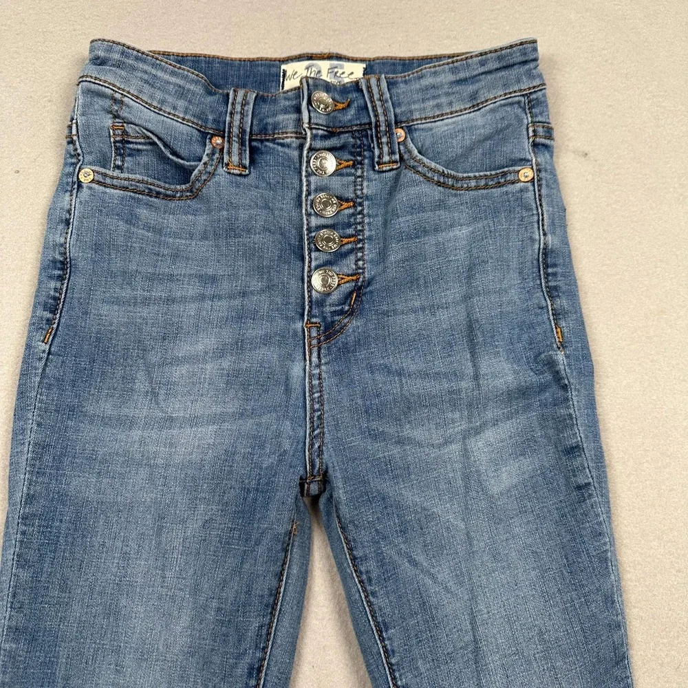 Free People Irreplaceable Flare Jean 25 Button Fly Mid Rise Bell Bottom Festival - Picture 9 of 12